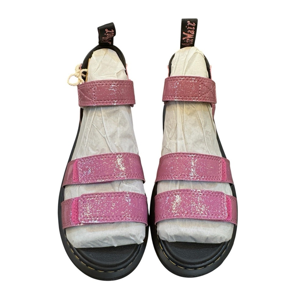 NEW DR MARTENS Klaire Y Strap Sandals Shoes Pink Glitter Girls Size 38 Women's 7